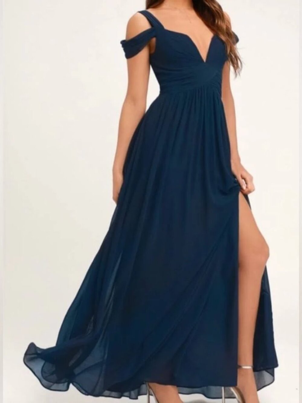 LuLu's Size M Navy Blue Ocean of Elegance Maxi Dress, Formal Gown